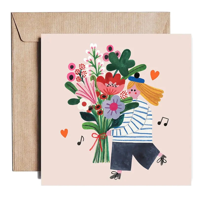 Klappkarte mit Umschlag - Blumenmädchen