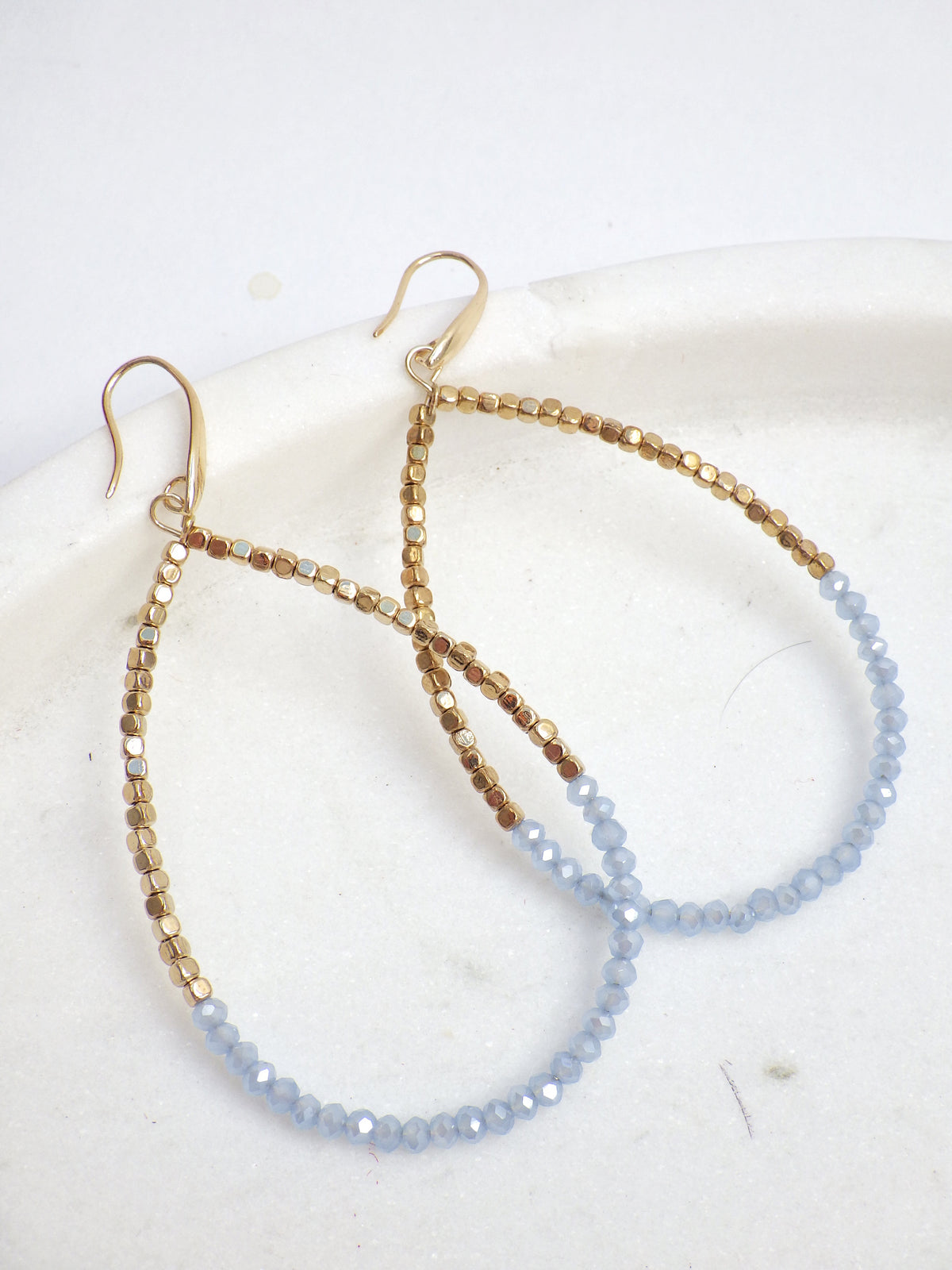 ⭐️ Ohrring - Oval Blau-Gold