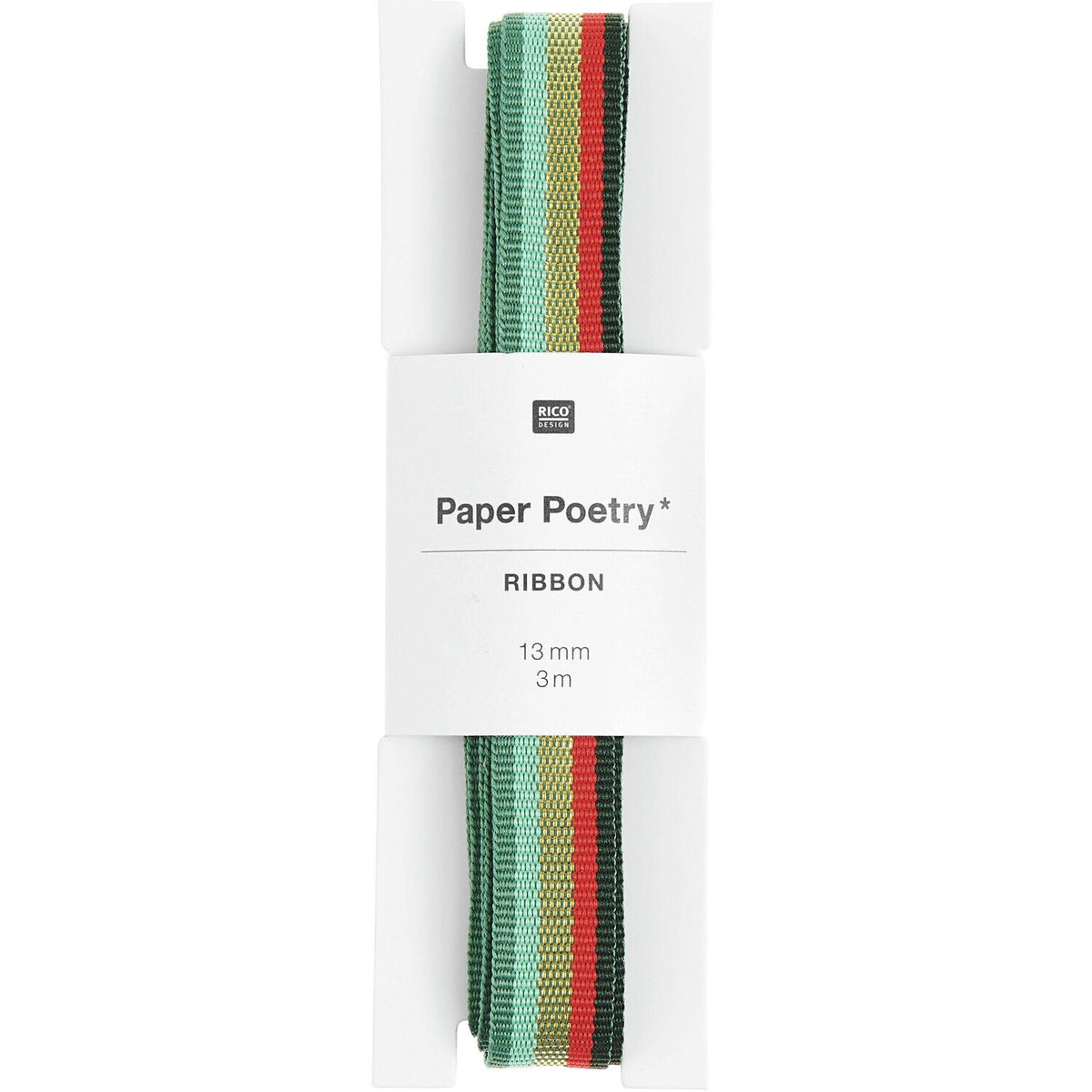 Paper Poetry Webband - Grün gestreift - schmal