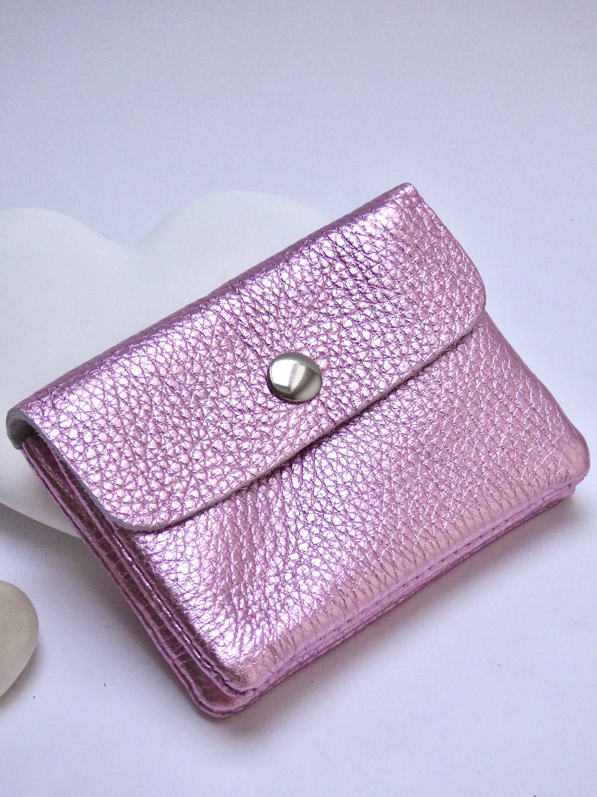 Leder-Portemonnaie - Rosa Metallic