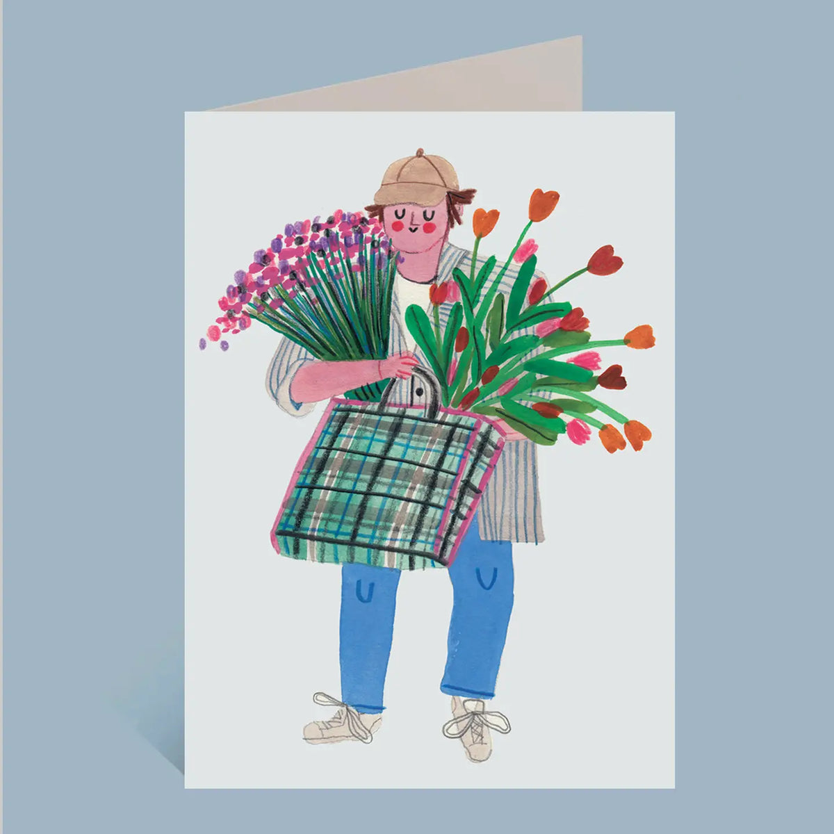 Klappkarte mit Umschlag - Blumen-Boy