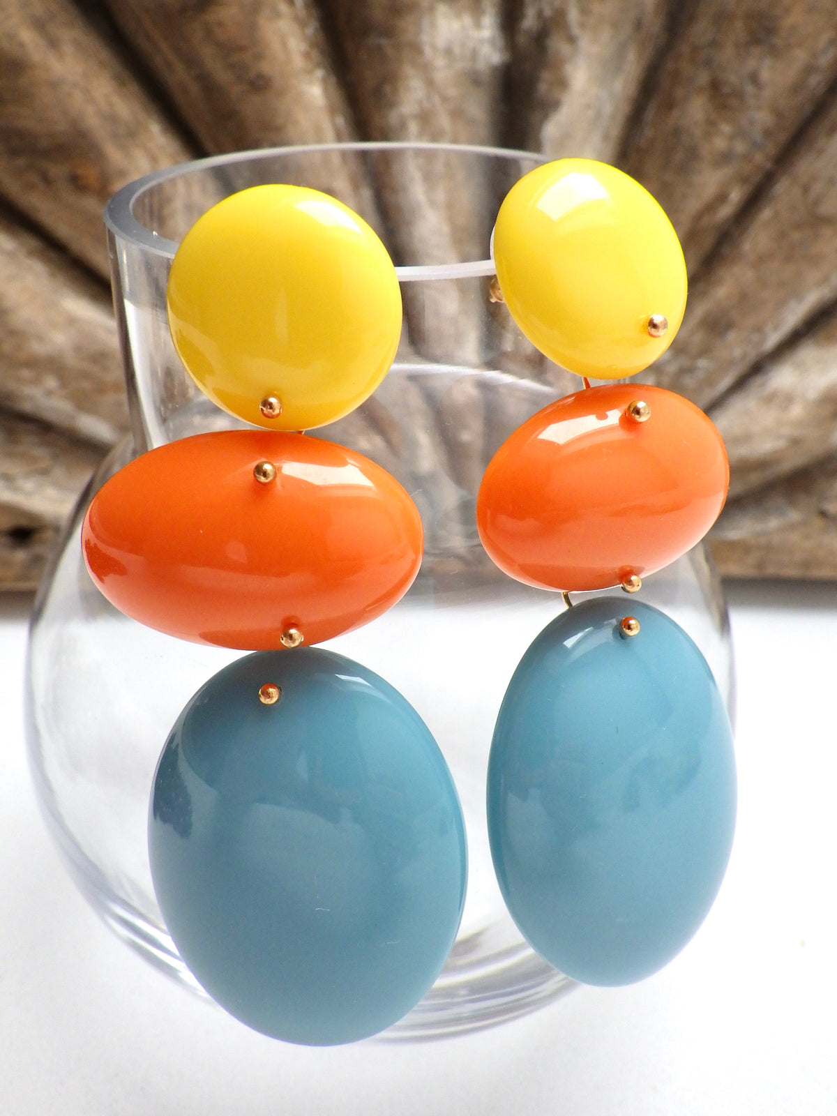 SALE - Ohrringe Gelb/Orange/Taubenblau