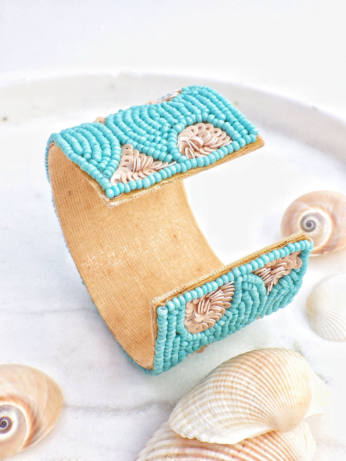 SALE - Armreif - Türkis/Beige #09