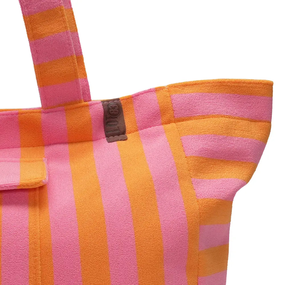 Lot 83 Strandtasche - Gestreift Rosa/Orange 14