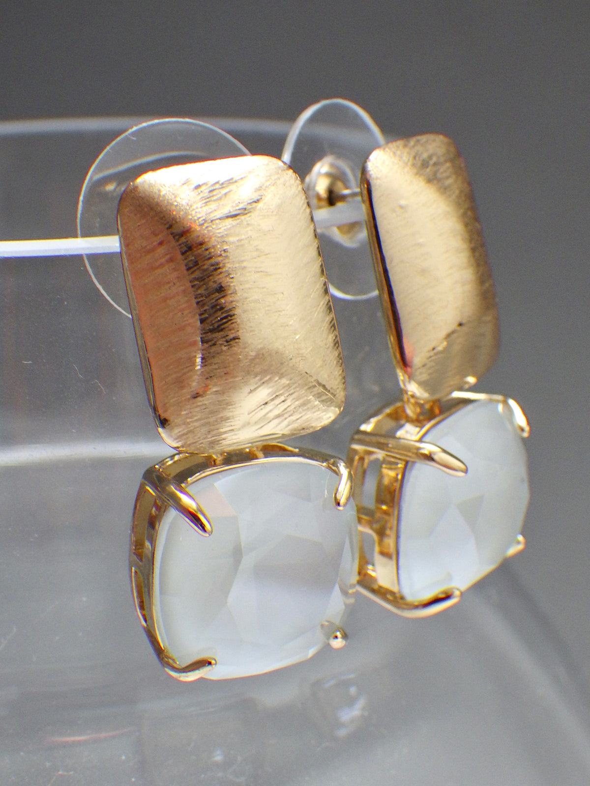 SALE ⭐️ Klassik 2 - Ohrringe - Stecker Gold - Hellblaugrau