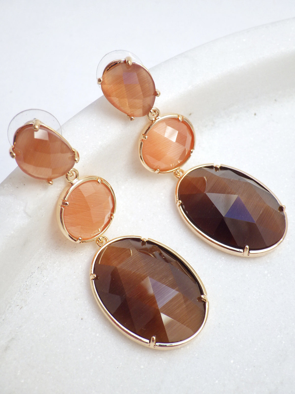 ⭐️ Ohrringe - Hänger Braun/Orange Cateyes