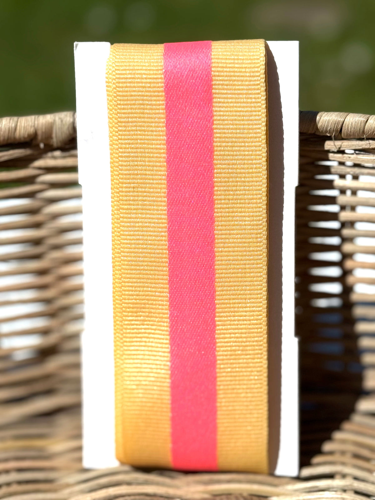 Geschenke Webband - Neonpink/Gelb gestreift