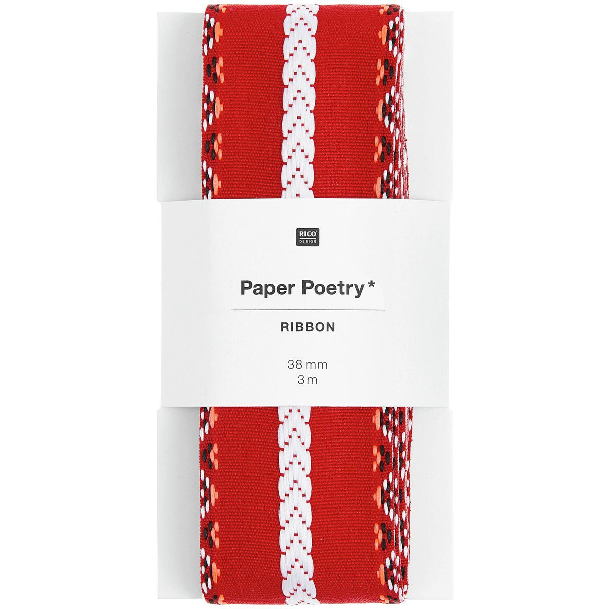 Paper Poetry Webband - Rot mit Zacken