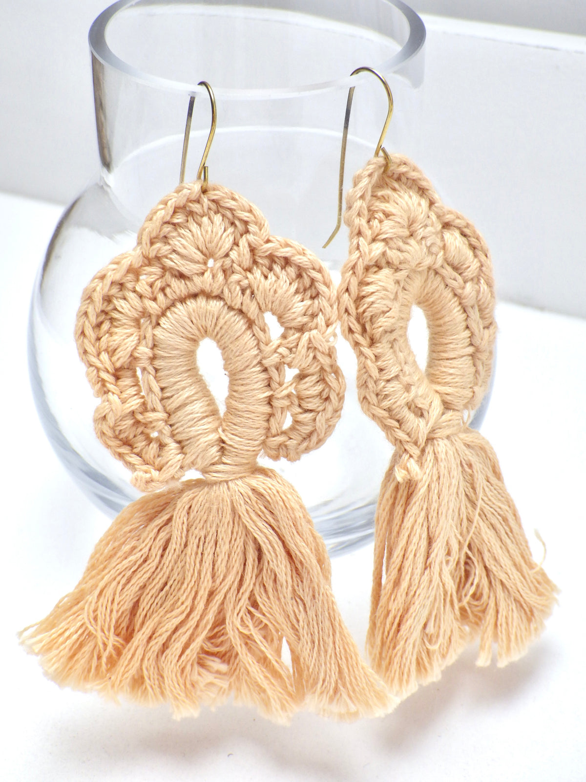 SALE - Ohrringe Stoff-Hänger Beige #18