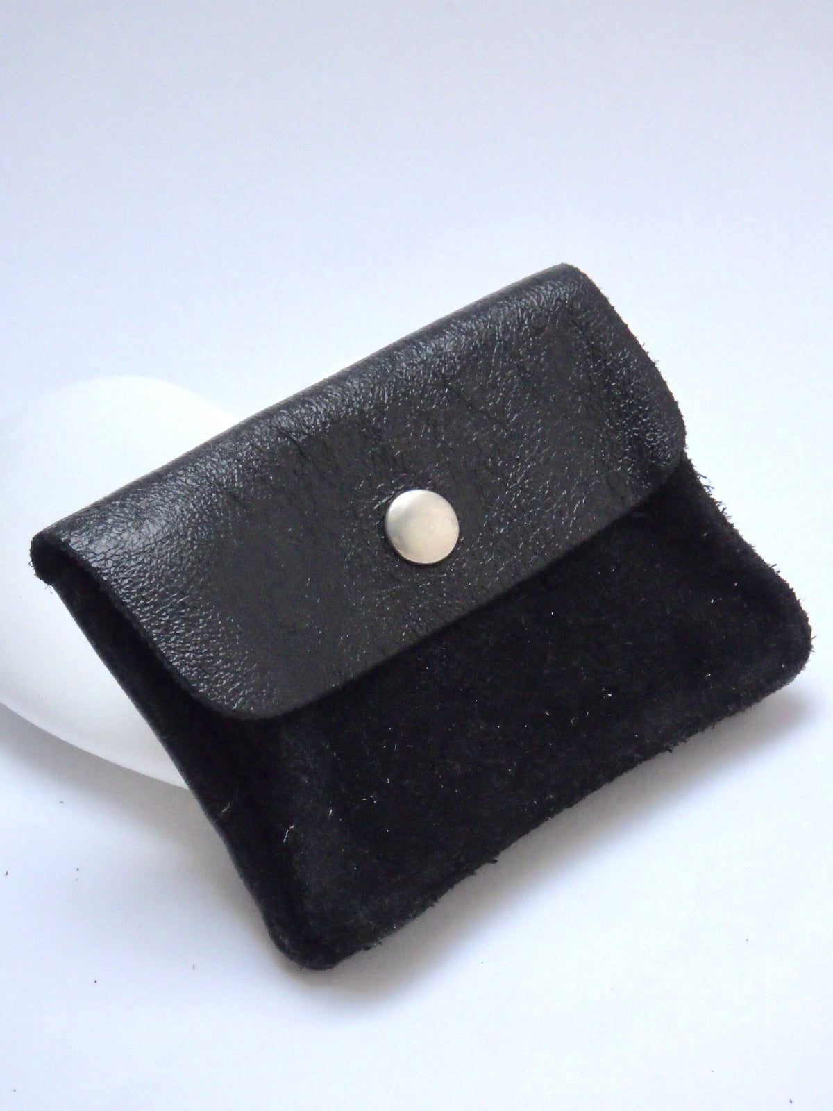 Leder-Portemonnaie - Wildleder & Metallic Schwarz