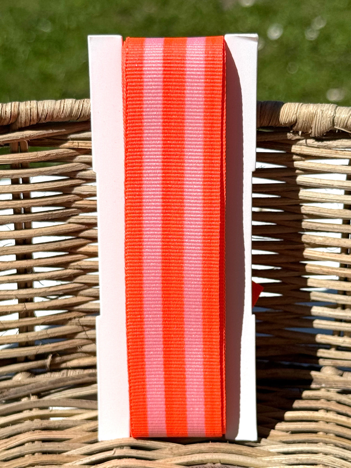 Geschenke Webband - Orange/Neonpink gestreift, Medium