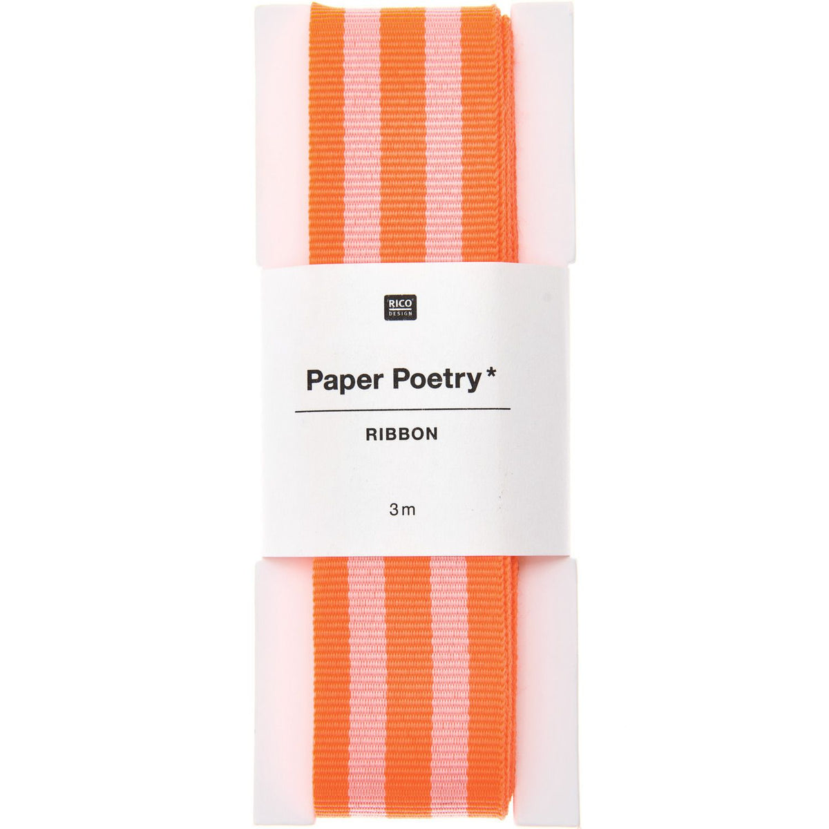 Geschenke Webband - Orange/Neonpink gestreift, Medium