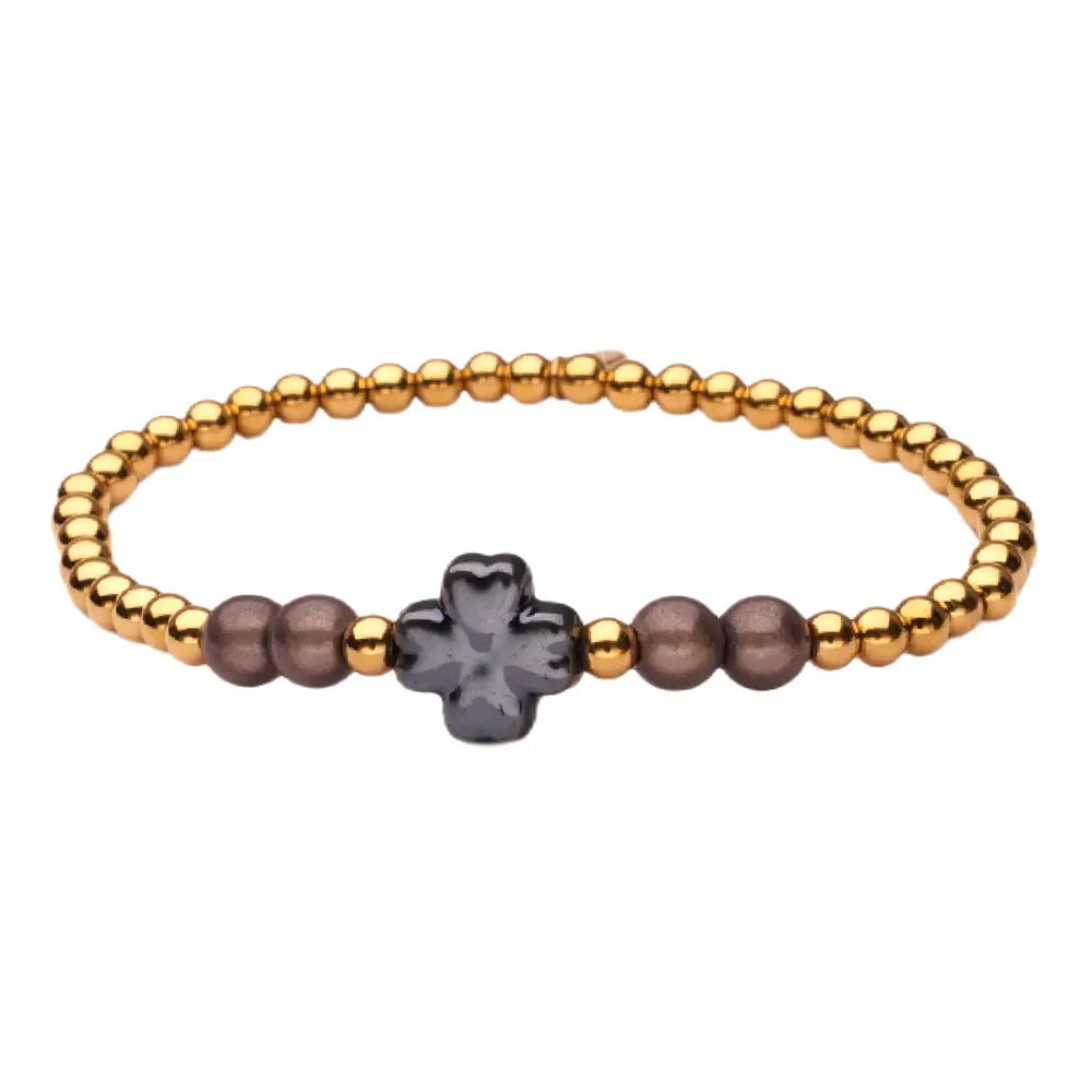 SALE - Armband - Gold mit schwarzem Glücksklee
