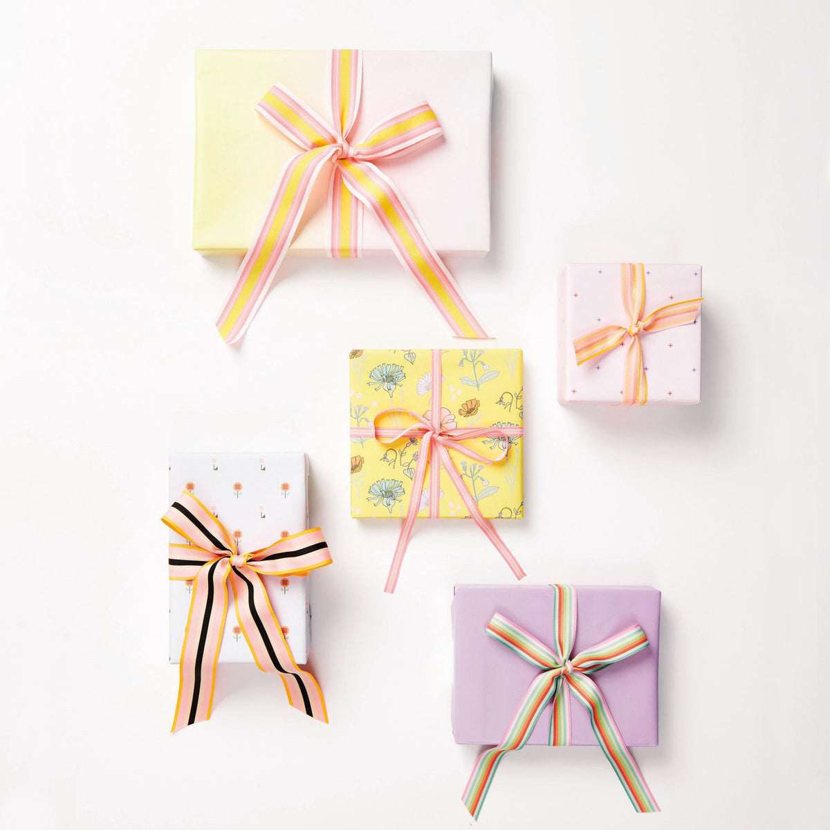 Geschenke Webband - Neonpink/Gelb/Rosa gestreift