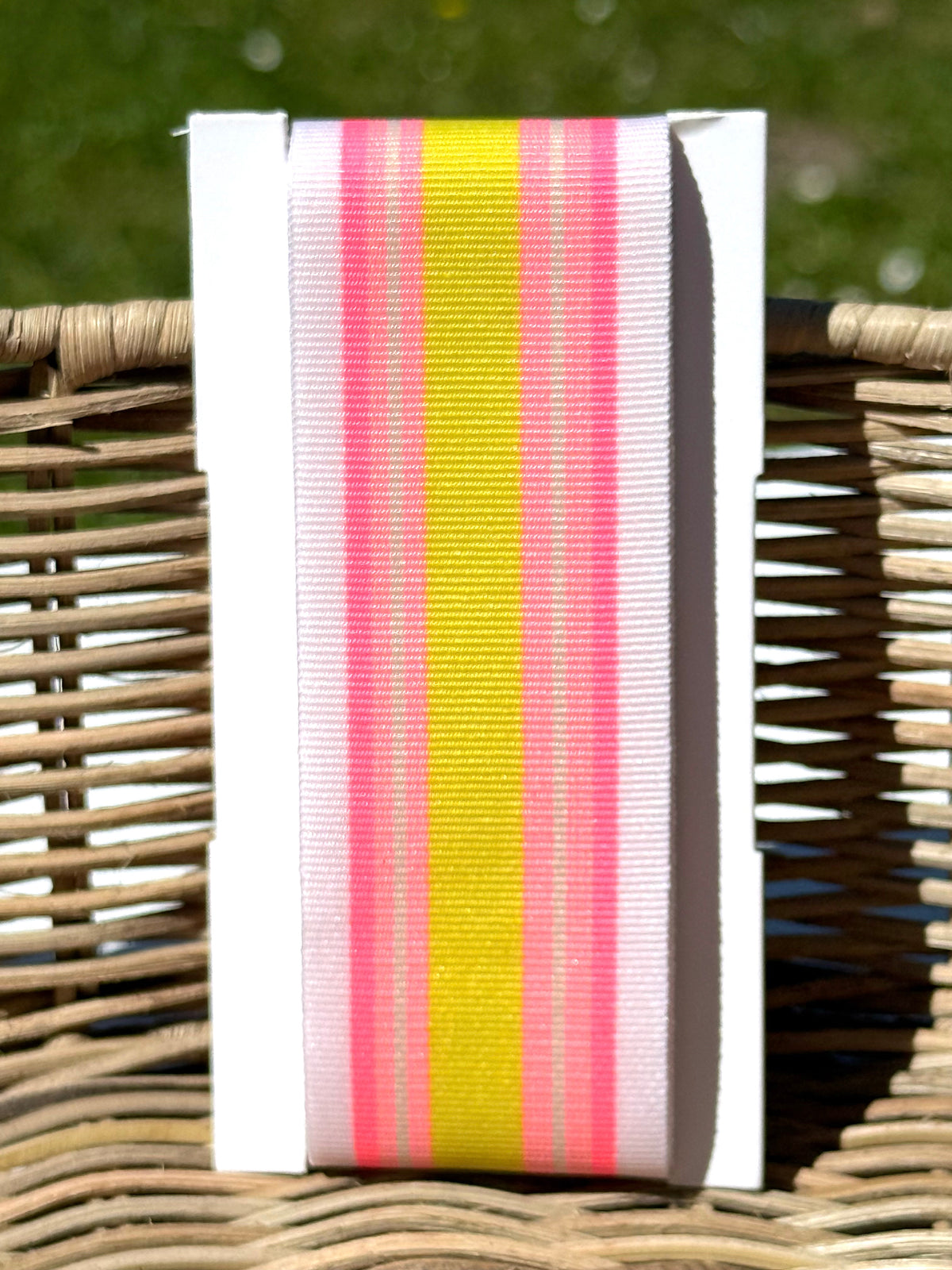 Geschenke Webband - Neonpink/Gelb/Rosa gestreift