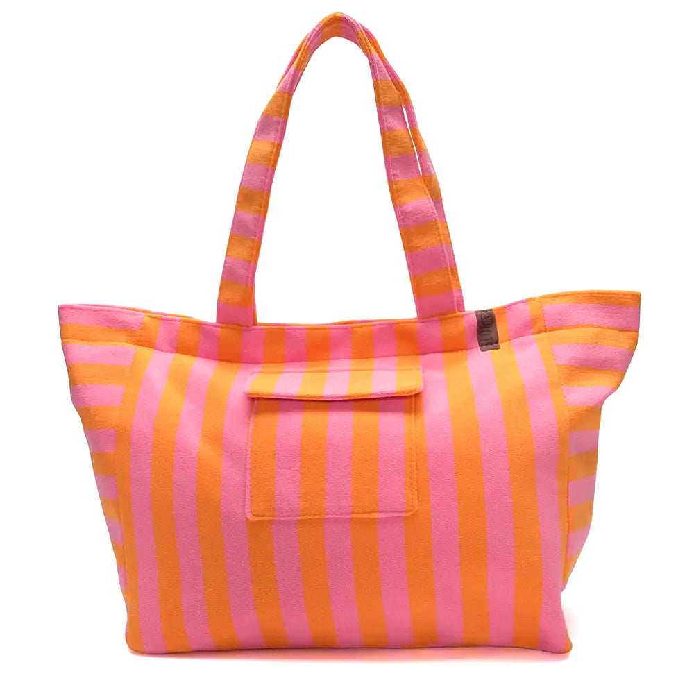 Lot 83 Strandtasche - Gestreift Rosa/Orange 14