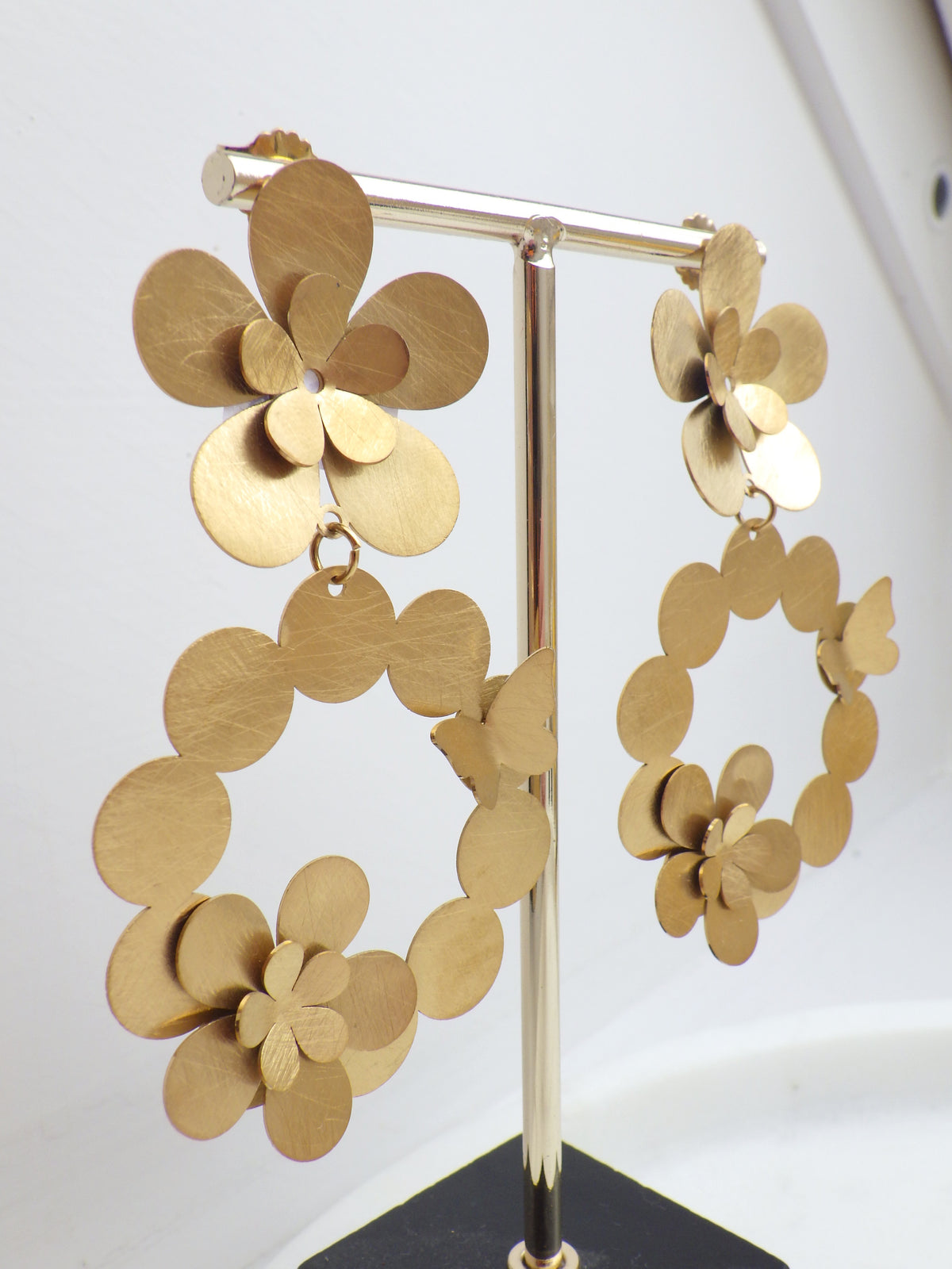 Festlicher Ohrring - Goldene Blumen