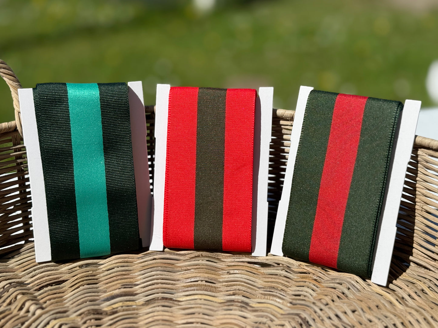 Geschenke Webband - Rot-Grün gestreift