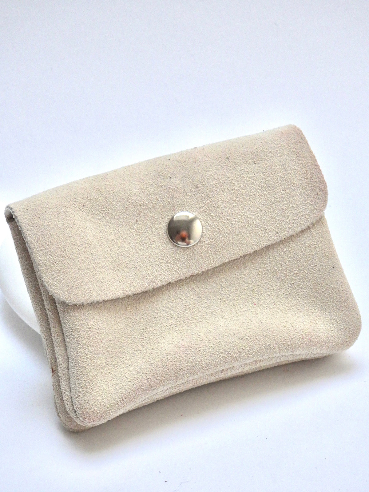 Leder-Portemonnaie - Wildleder Helles Beige
