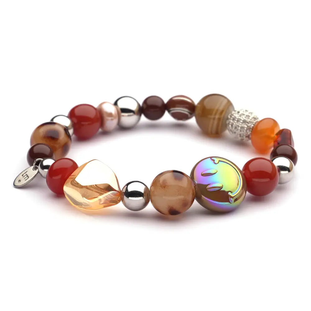 SALE - Armband - Herbstfarben mit Smiley