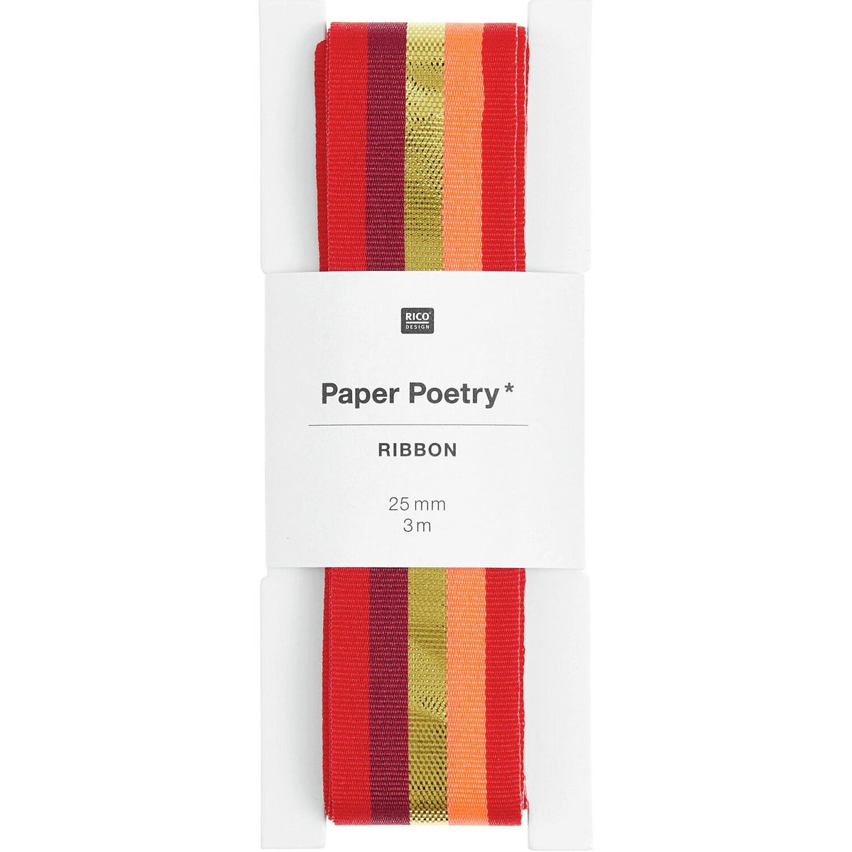 Paper Poetry Webband - Rot/Orange gestreift