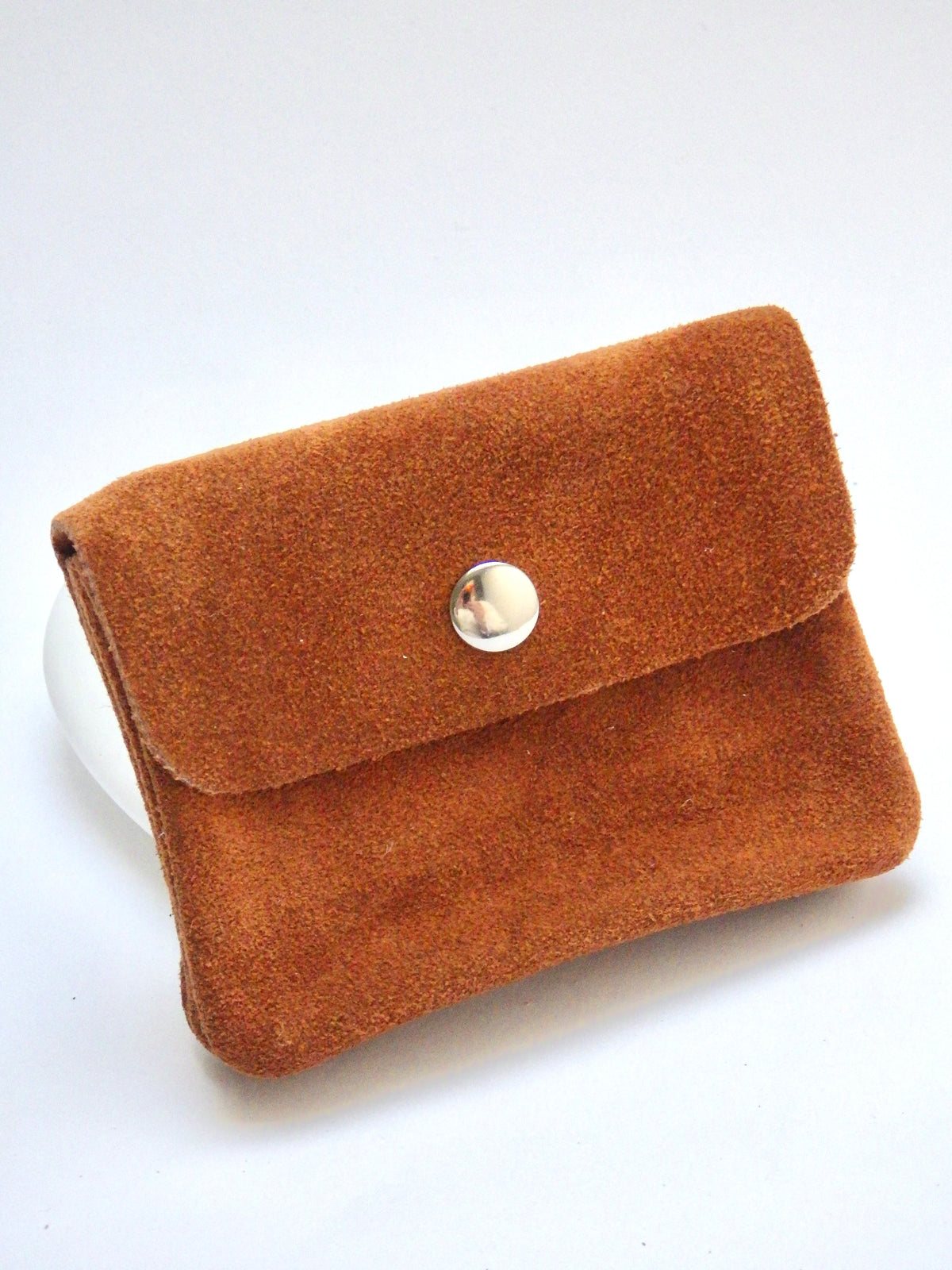 Leder-Portemonnaie - Wildleder - Cognac