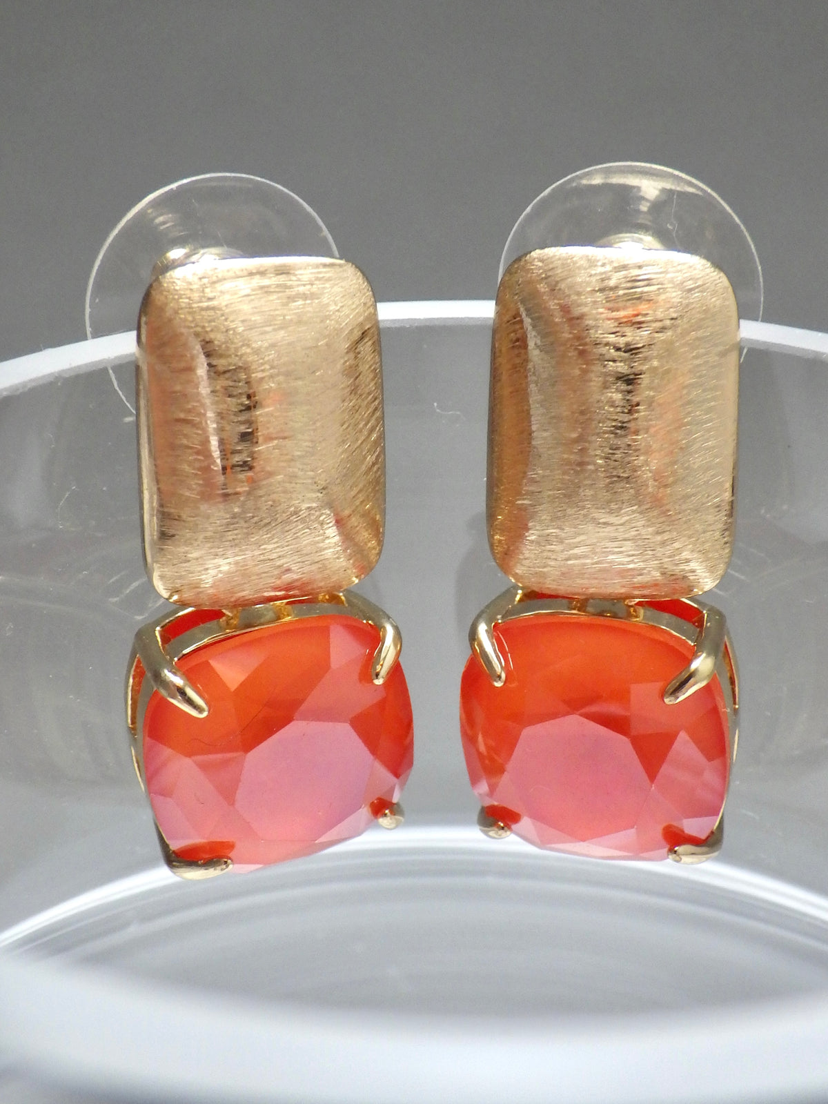 SALE ⭐️ Klassik 2 - Ohrringe - Stecker Gold - Mattes Orangerot