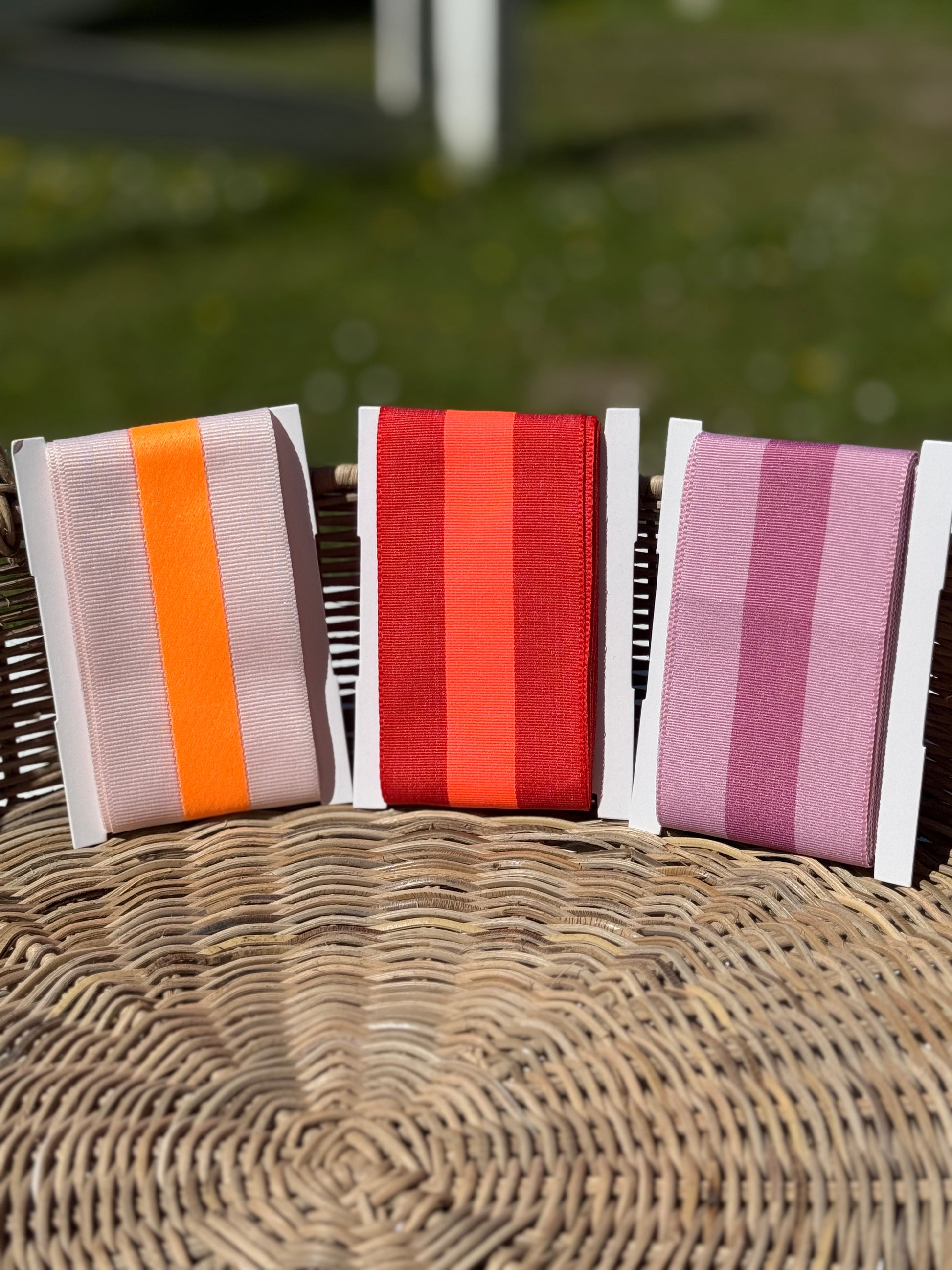 Geschenke Webband - Hellrosa/Orange gestreift XL