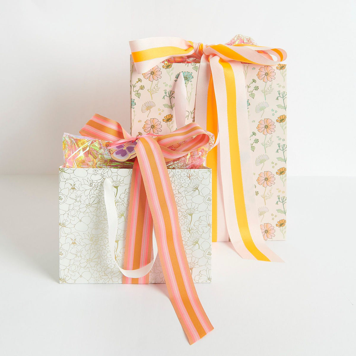 Geschenke Webband - Hellrosa/Orange gestreift XL