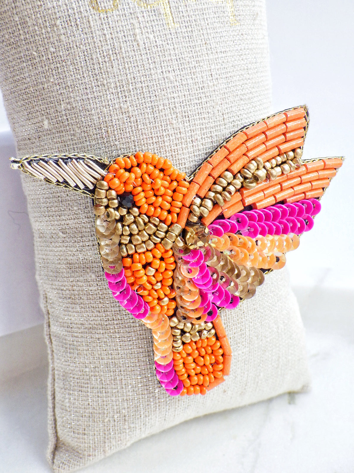 Kolibri - Brosche Pink/Orange