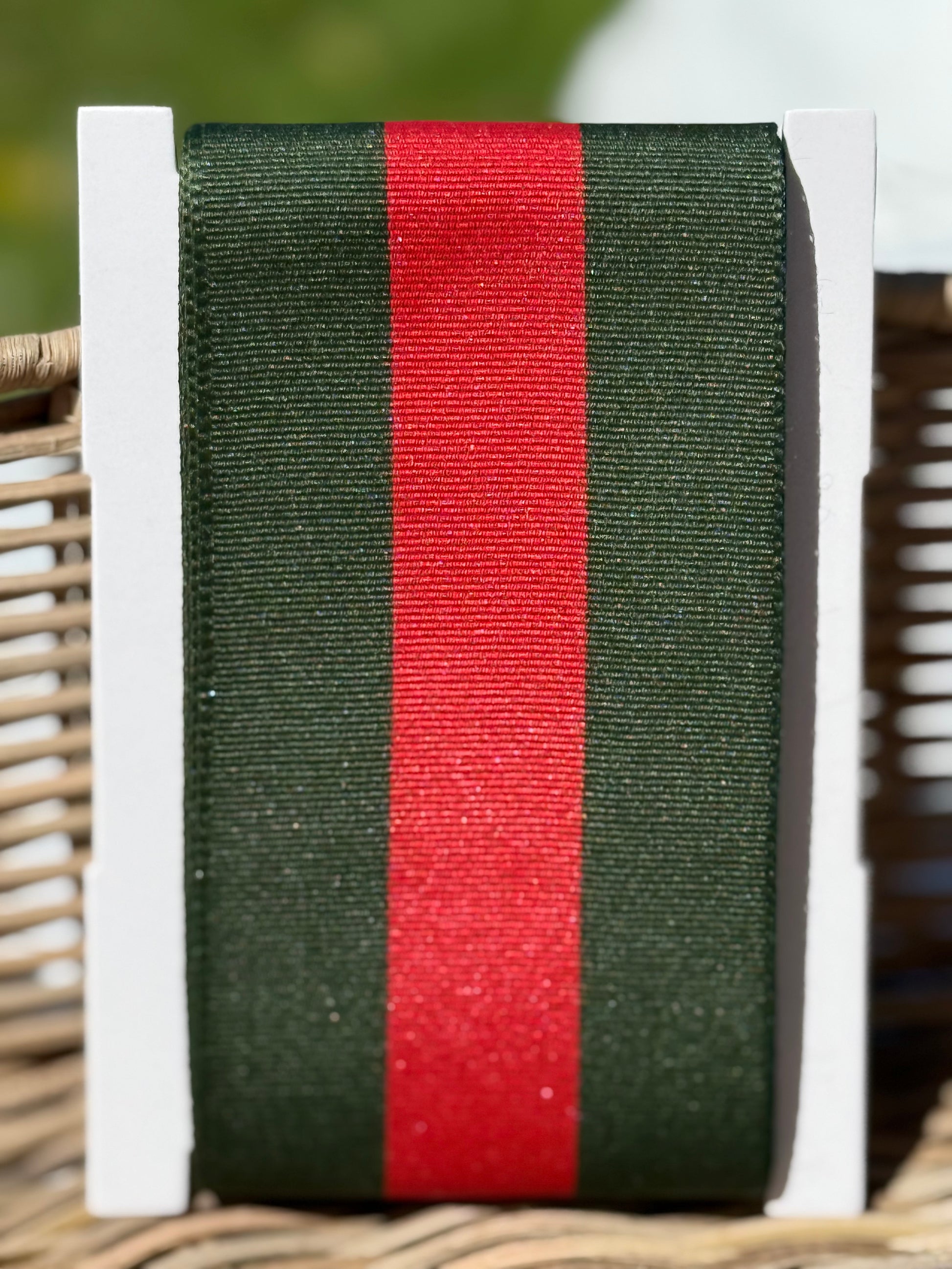 Geschenke Webband - Grün-Rot gestreift