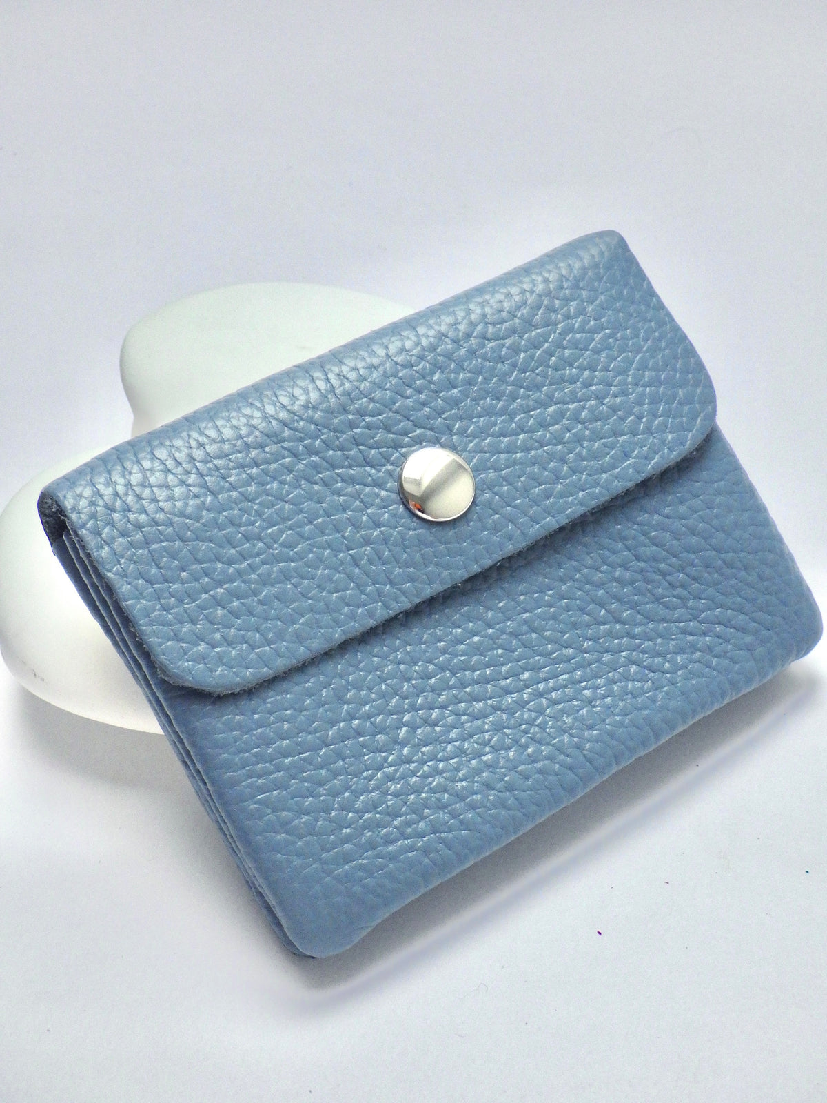 Leder-Portemonnaie - Jeansblau