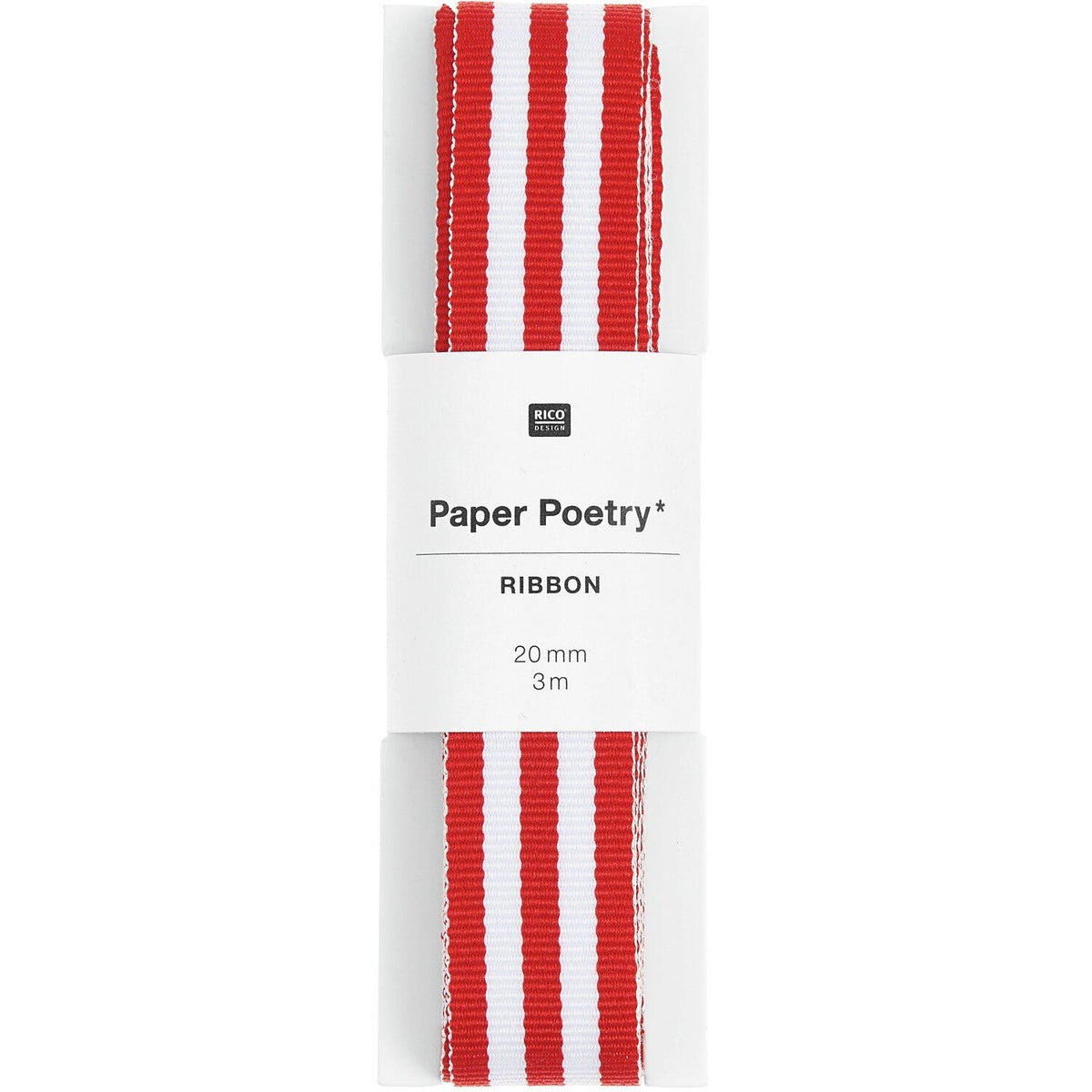 Paper Poetry Webband - Rot/Weiß gestreift , Medium