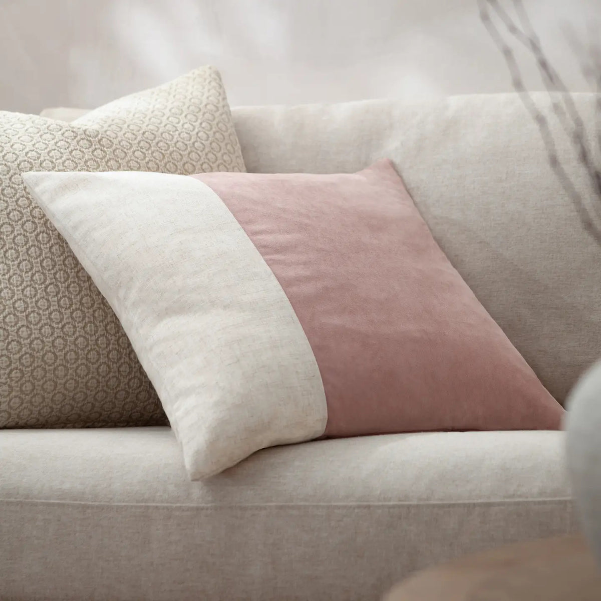 SALE - Kissenhülle Rosa Samt & Leinen
