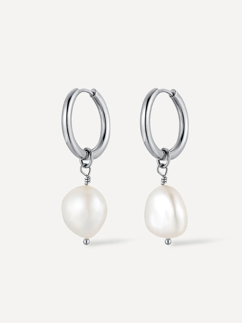 Ohrring - Creole mit Perle Silber