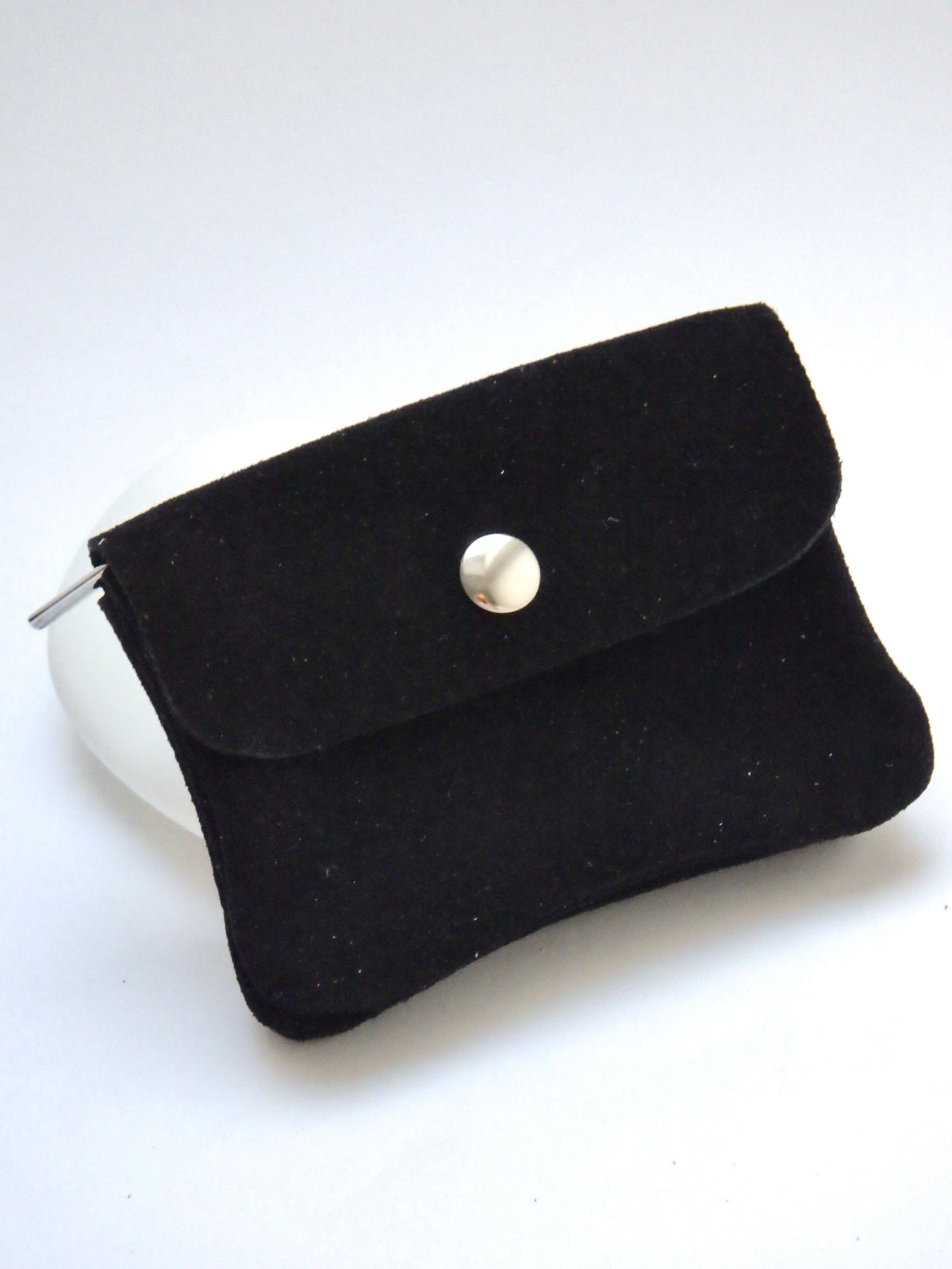 Leder-Portemonnaie - Wildleder - Schwarz