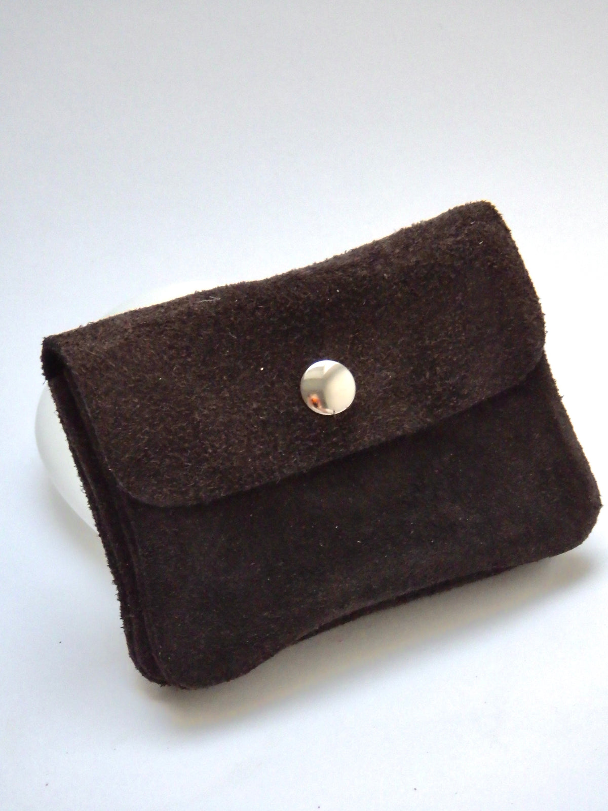 Leder-Portemonnaie - Wildleder - Schokobraun