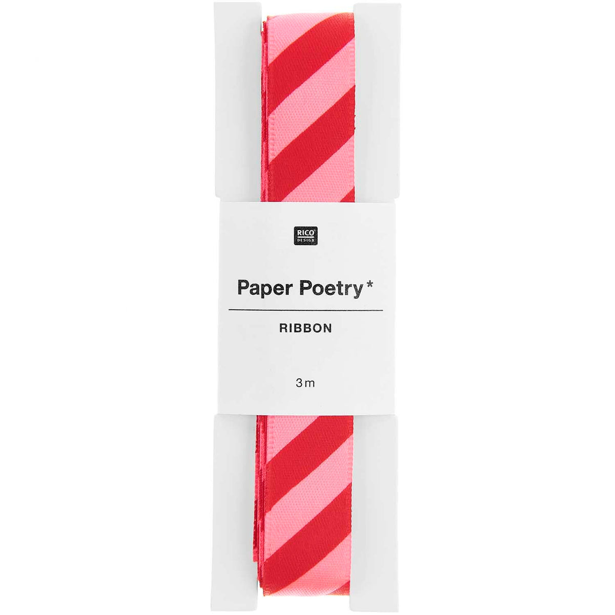 Paper Poetry Satinband - Rot-Pink gestreift - Schmal