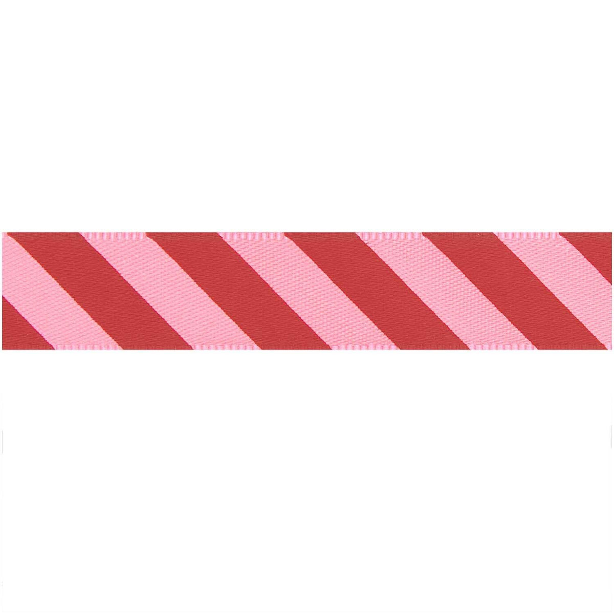 Paper Poetry Satinband - Rot-Pink gestreift - Schmal